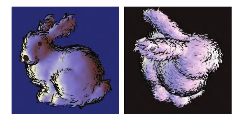 Figure 13 使用两种不同的嫁接（Graftals）风格绘制出来的 Standord 小兔